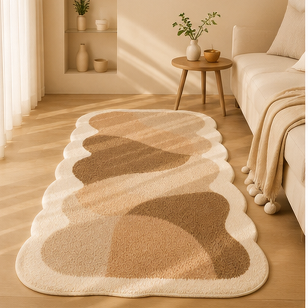Tapete Wabi-Sabi Irregular para Sala em Tons Claros – Viorenna