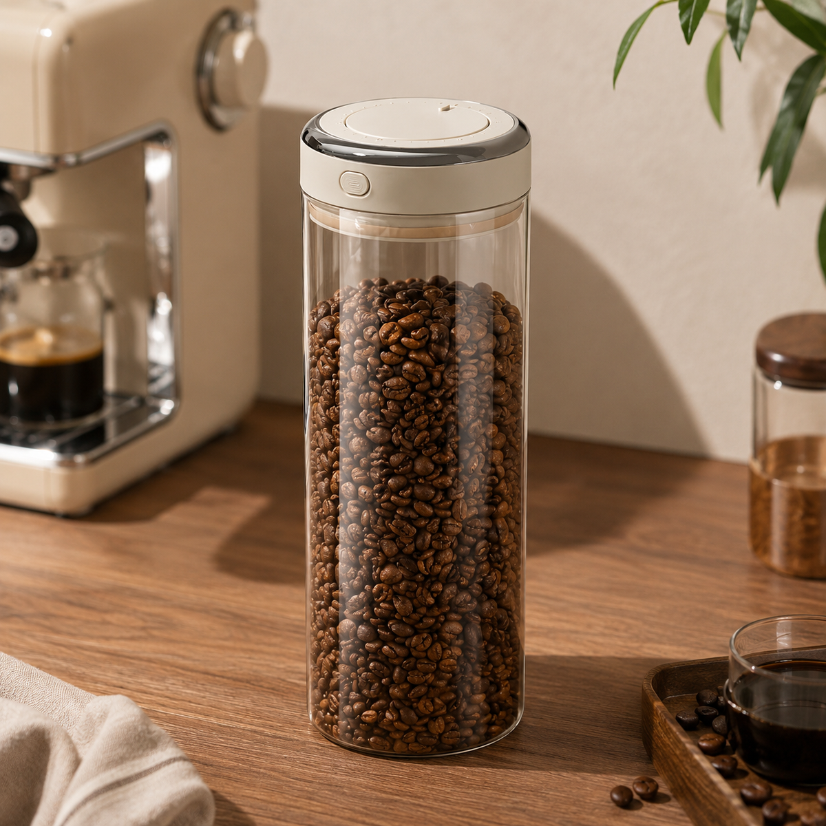 Pote Hermético de Vidro para Café com Válvula CO2 – Viorenna