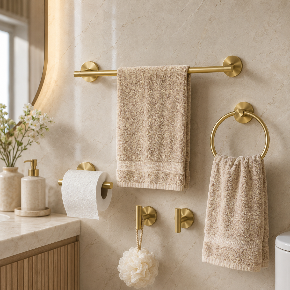 Kit de Acessórios para Banheiro com Acabamento Refinado para Rotina Organizada – Viorenna