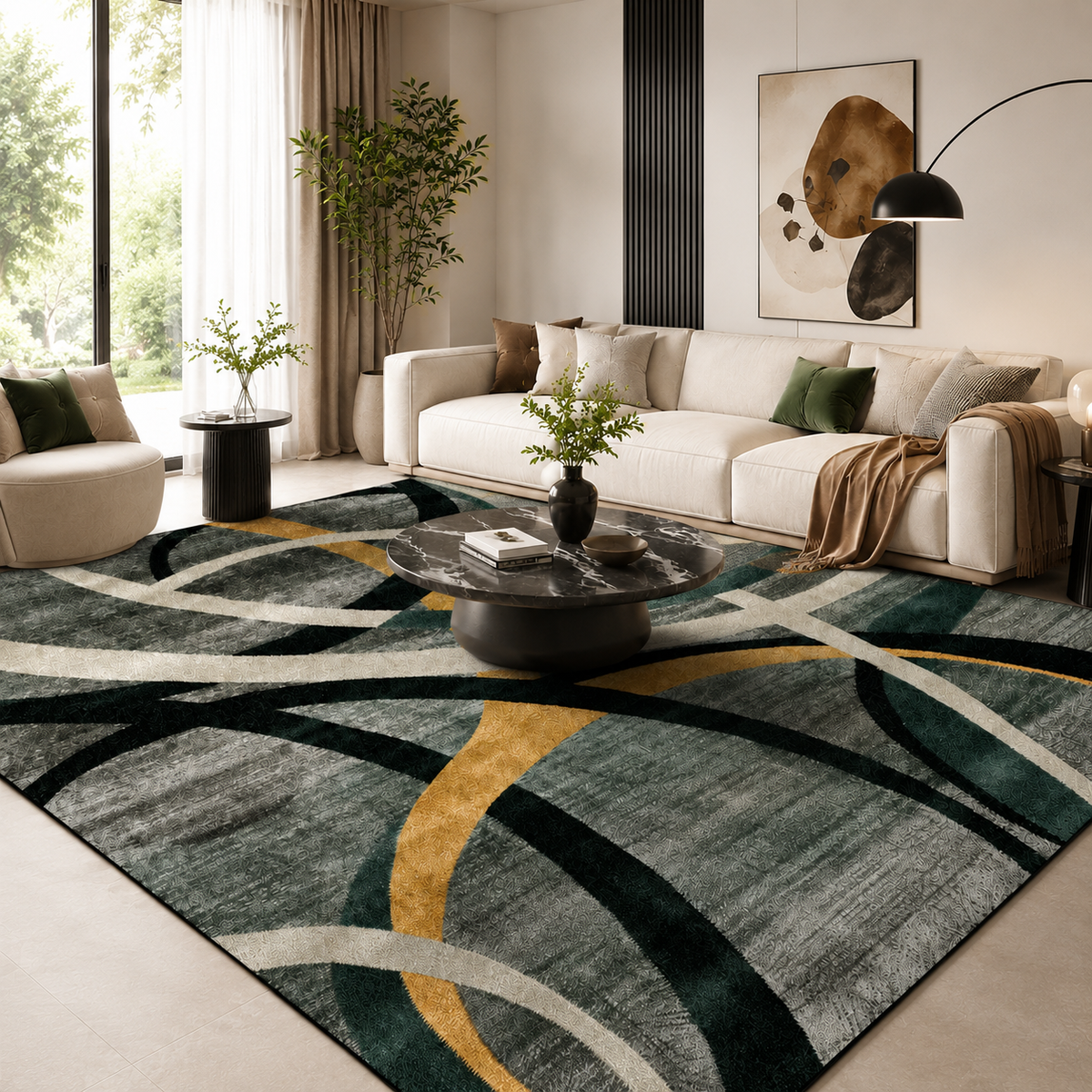 Tapete Abstrato para Sala Grande Antiderrapante – Viorenna