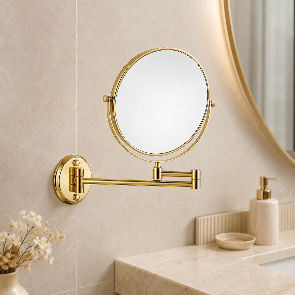 Espelho Dourado de Parede Extensível Dupla Face – Viorenna