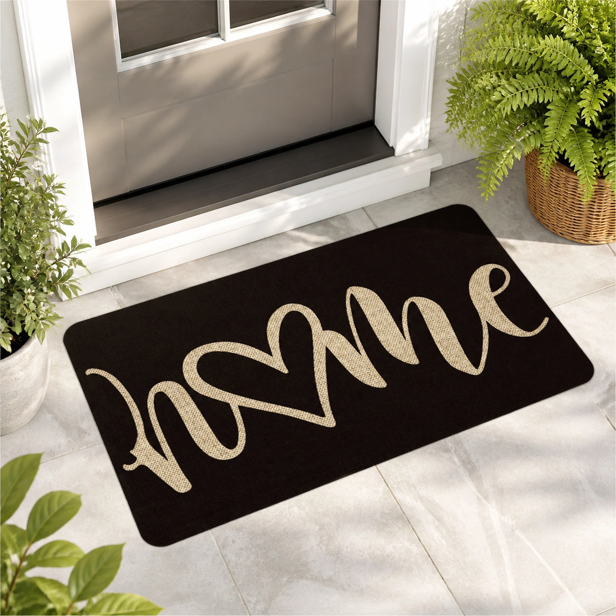 Capacho Home em entrada clara com decoração natural – Viorenna