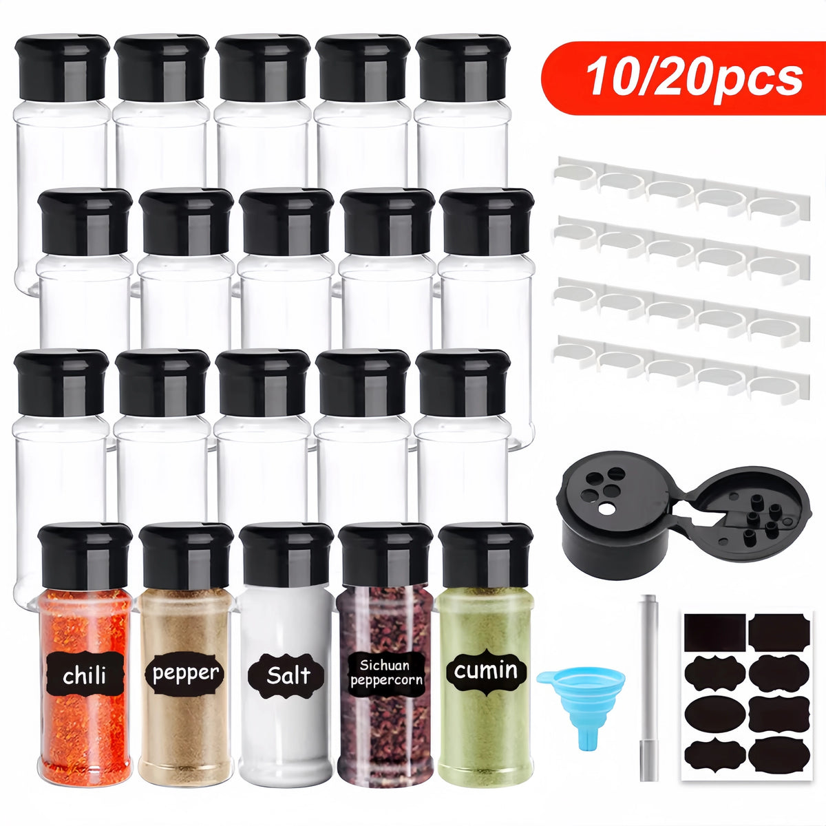 Kit Porta Temperos para Sal, Pimenta e Especiarias em cozinha organizada