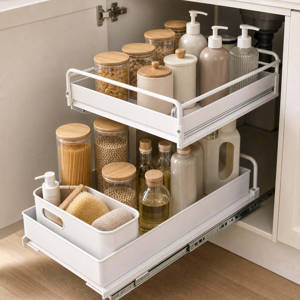 Organizador Deslizante para Armário de Cozinha em imagem hero premium - Viorenna