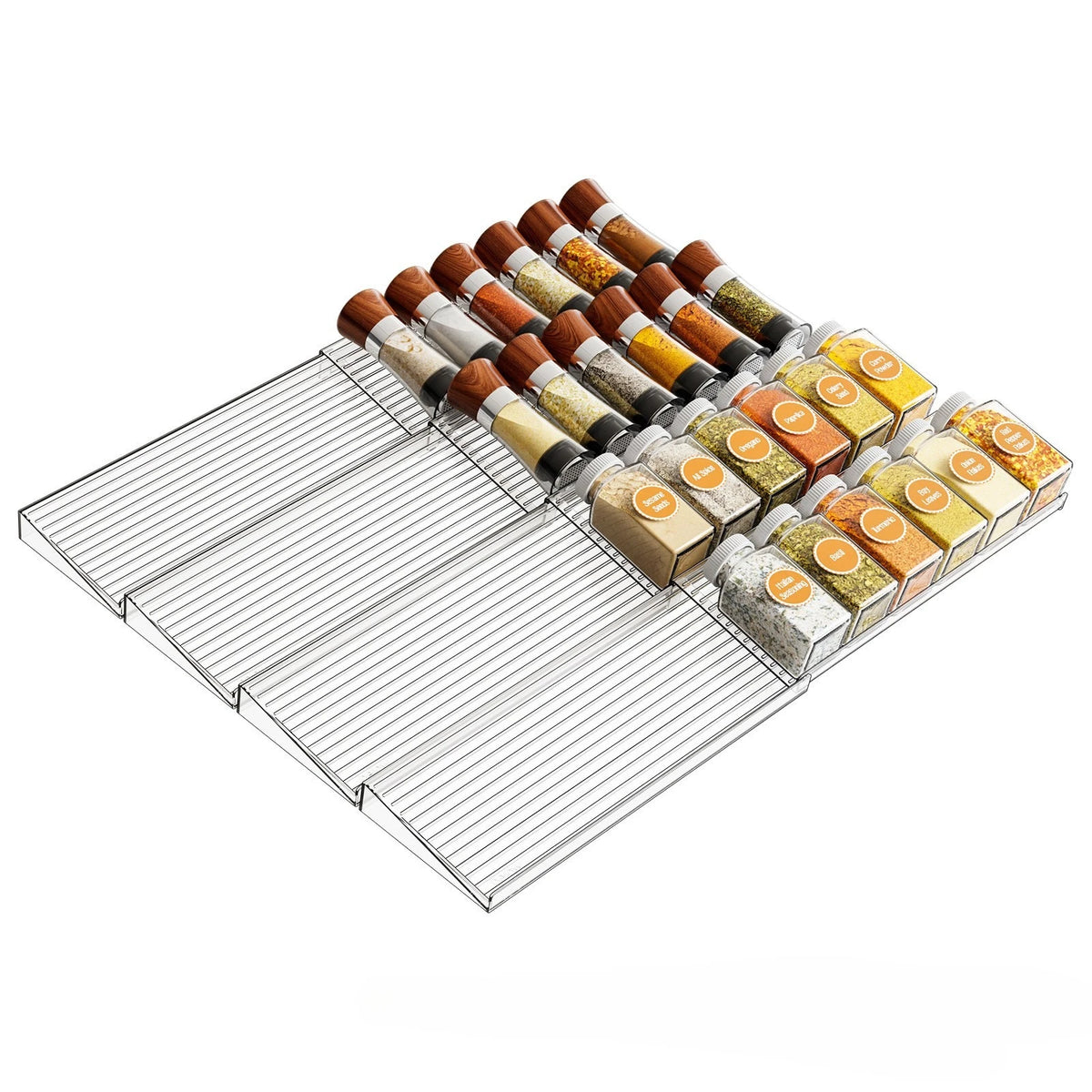 Porta Temperos Acrílico para Gaveta Expansível em cozinha organizada