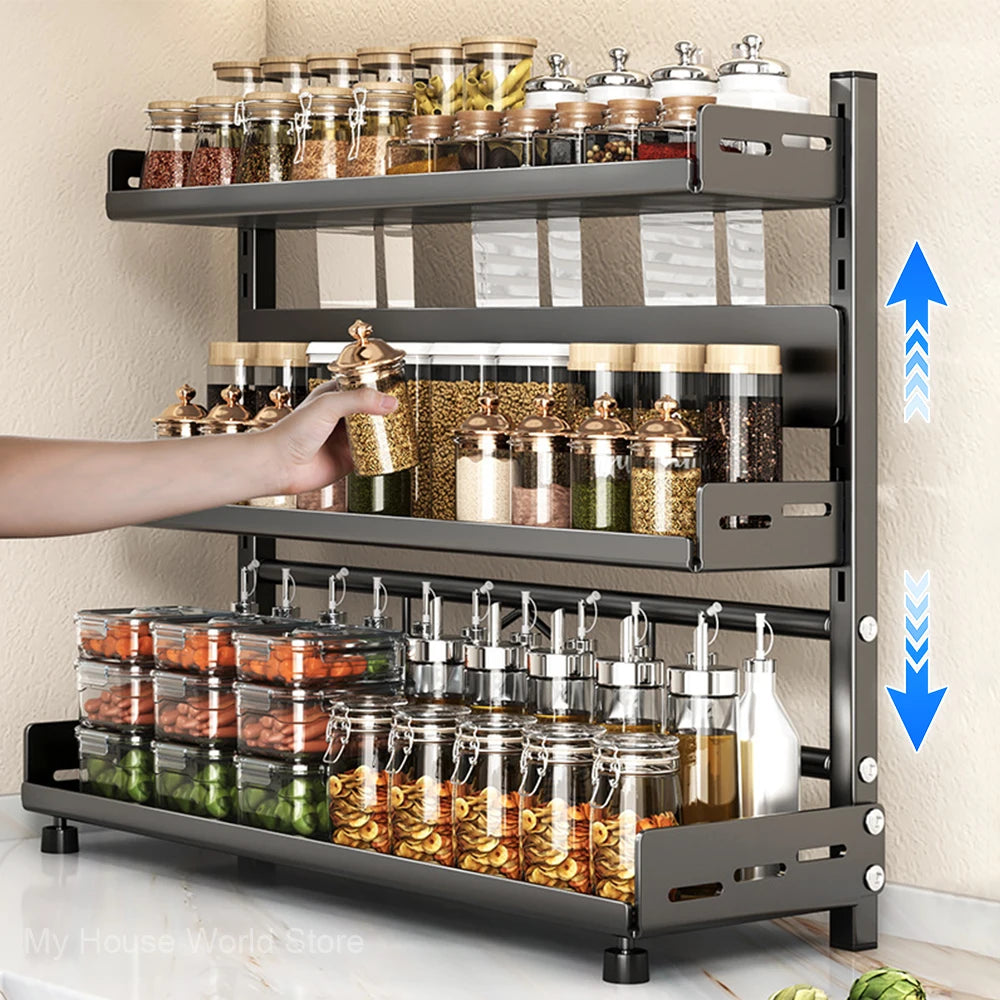 Porta Temperos de Bancada com 3 Níveis em cozinha organizada