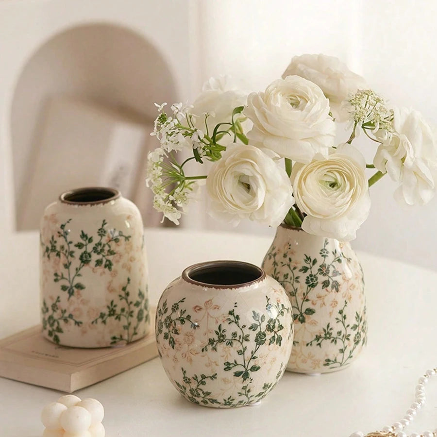 Vaso Decorativo Craquelado Boho de Cerâmica para Mesa em sala decorada