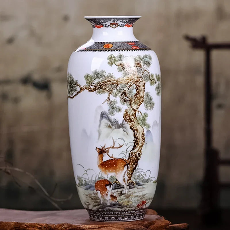 Vaso Decorativo Jingdezhen de Porcelana para Rack em sala decorada