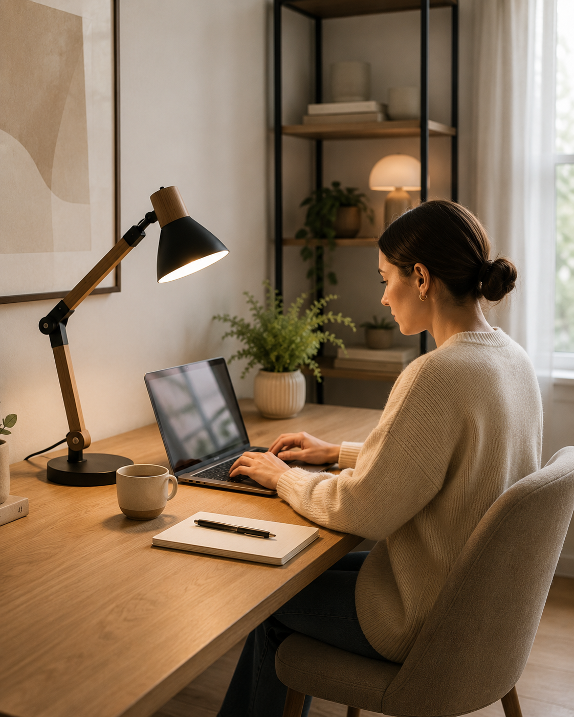Como iluminar o home office: posição da luminária de mesa e luz de apoio