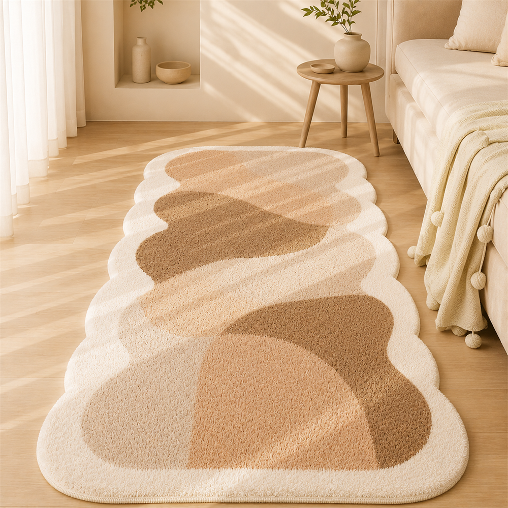 Tapete Wabi-Sabi Irregular para Sala em Tons Claros em ambiente decorado