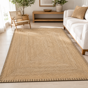 Tapete de Juta para Sala com Trama Natural Antiderrapante em ambiente decorado
