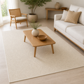 Tapete minimalista para sala grande em tons claros em ambiente decorado