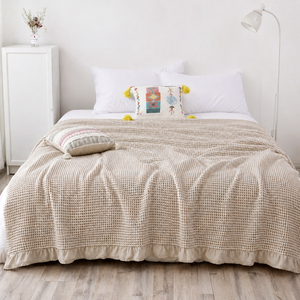 Colcha Xadrez Waffle em Algodão para Cama em ambiente decorado