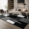 Tapete Abstrato Felpudo para Sala para Sofá e Mesa de Centro em ambiente decorado