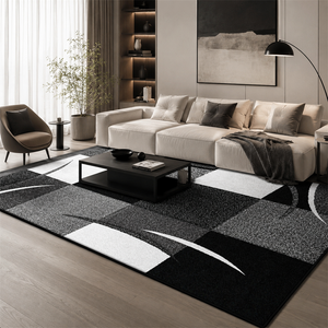 Tapete Abstrato Felpudo para Sala para Sofá e Mesa de Centro em ambiente decorado