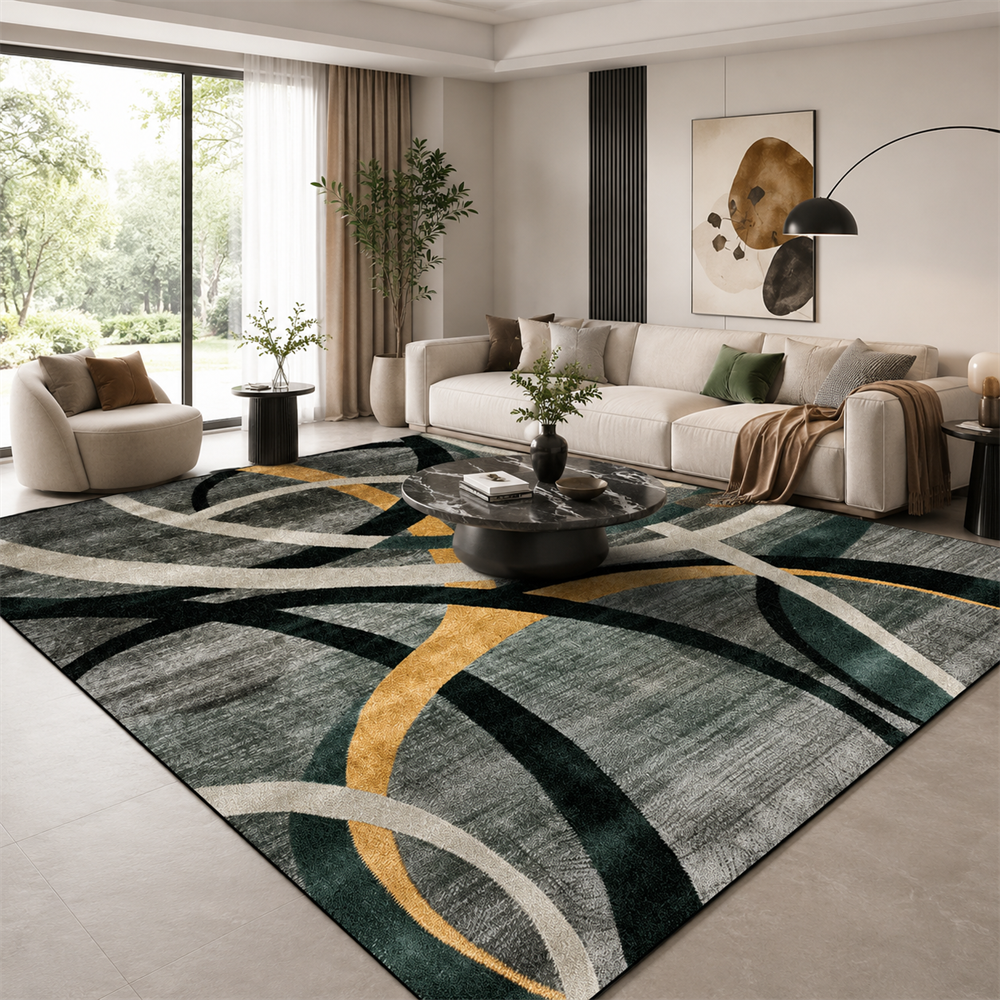 Tapete Abstrato para Sala Grande Antiderrapante em ambiente decorado