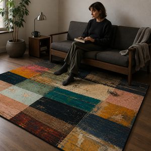 Tapete Geométrico para Sala Grande para Sofá e Mesa de Centro – Viorenna