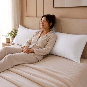 Almofada Longa para Cama e Abraço 50x160cm em uso real no ambiente