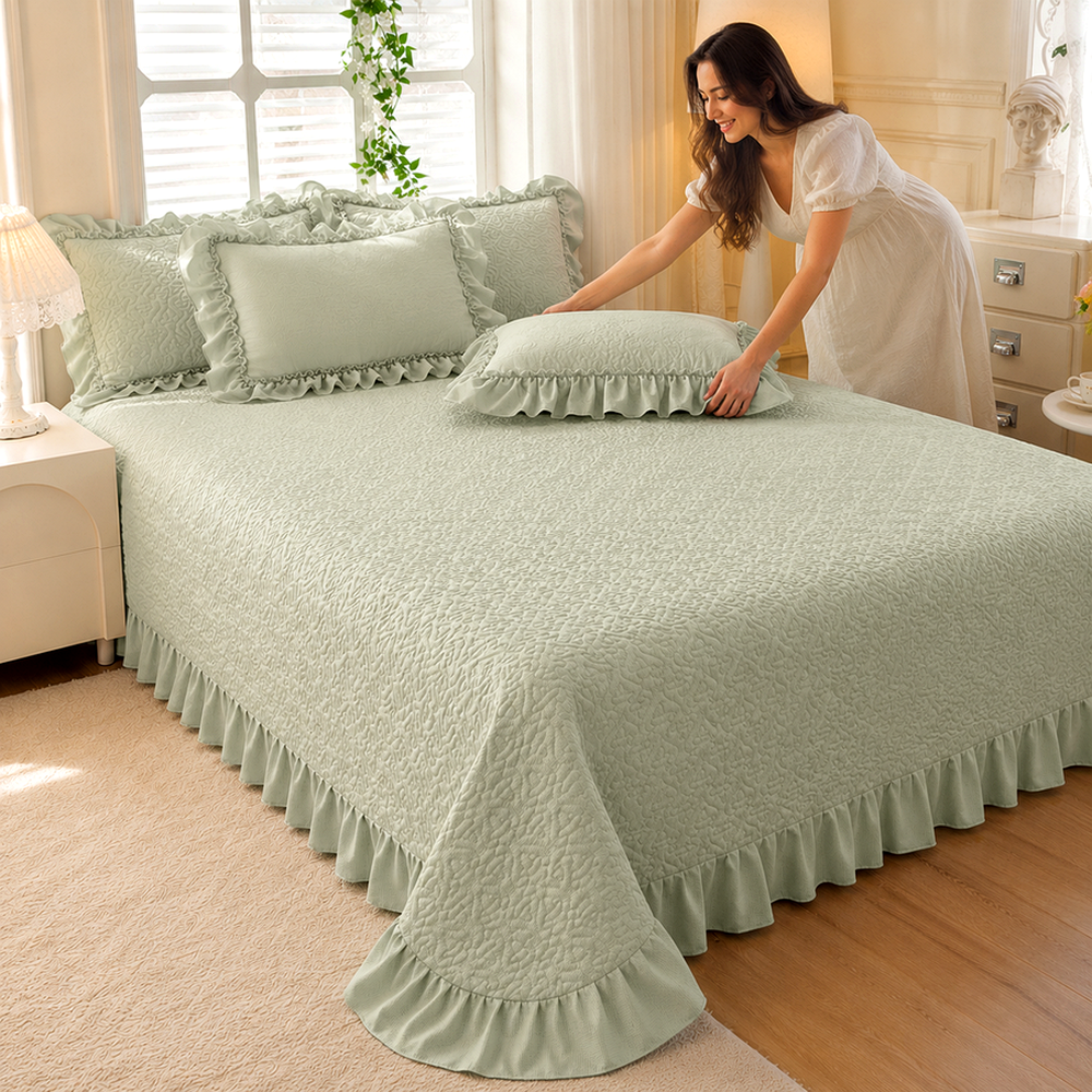Colcha Matelada Minimalista para Cama em uso real no ambiente