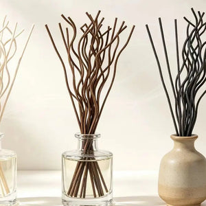 varetas de rattan onduladas em frasco difusor de ambiente, frasco nao incluso
