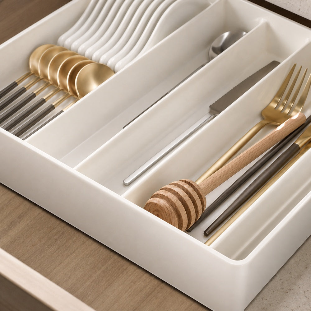 Organizador Fixo de Gaveta para Talheres - Close de material / acabamento - Viorenna - 20260712224537