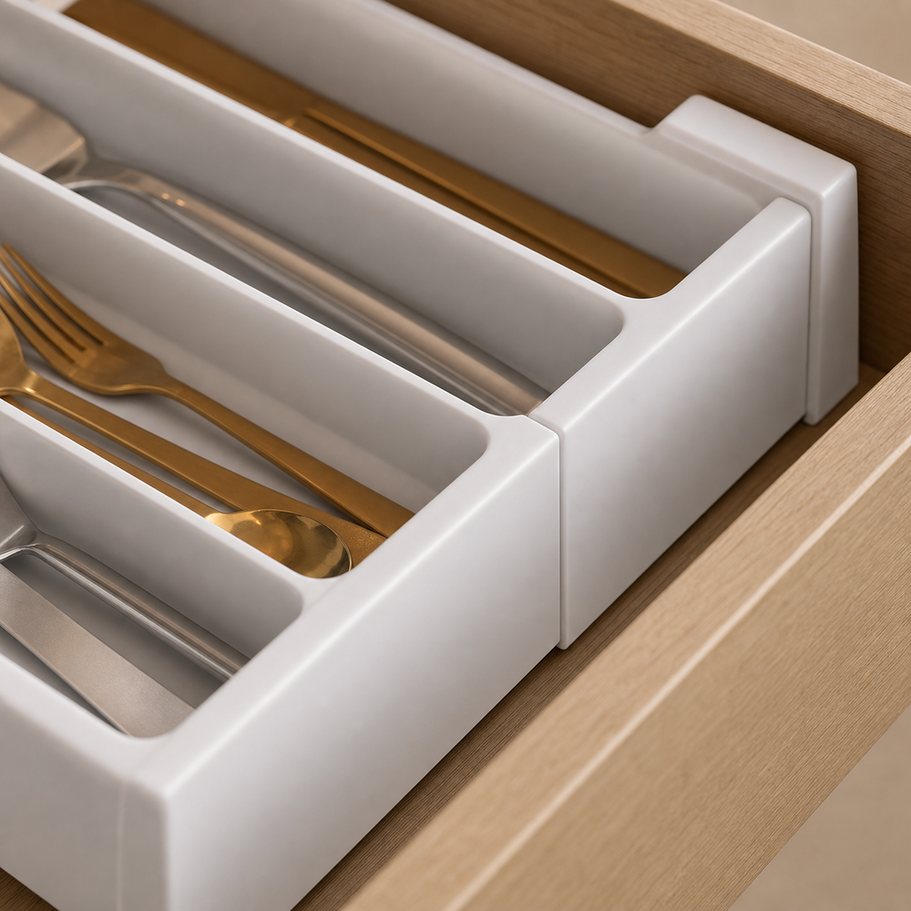 Bandeja Expansivel para Talheres de Cozinha - Close de material / textura / acabamento