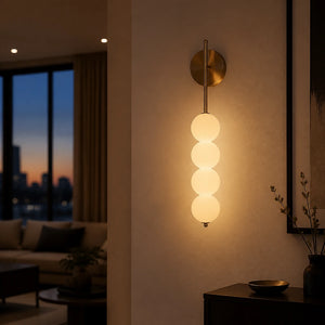 Efeito de luz quente da arandela moderna com 4 globos sobre a parede