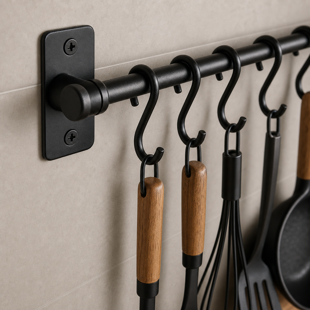 Suporte de Parede para Utensílios de Cozinha - Close de material / textura / acabamento
