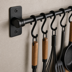 Suporte de Parede para Utensílios de Cozinha - Close de material / textura / acabamento