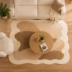 Tapete Wabi-Sabi Irregular para Sala em Tons Claros – Viorenna