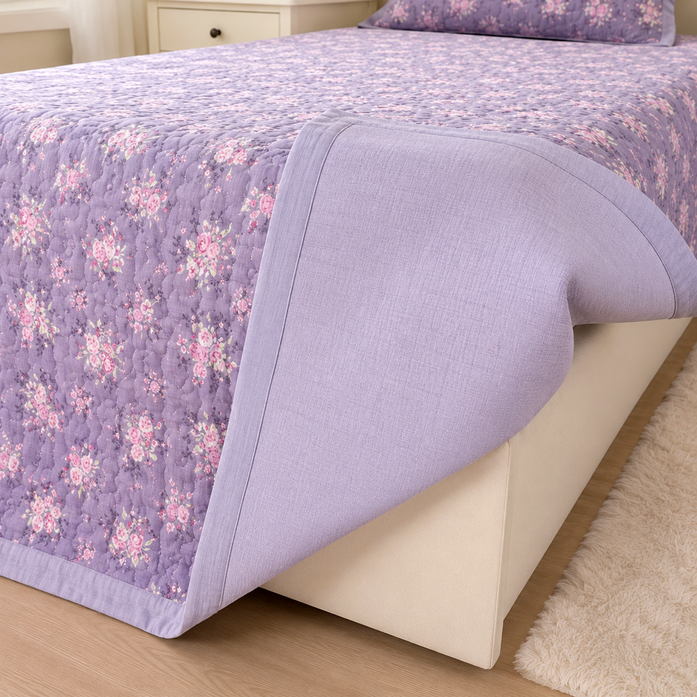 Colcha Floral Matelada para Cama Solteiro em segundo angulo funcional