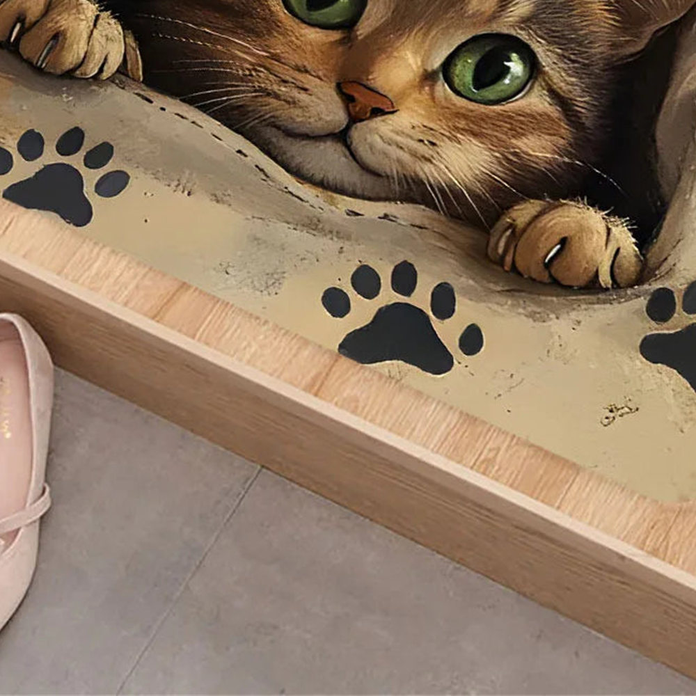 Capacho de Gato Decorativo para Entrada em segundo angulo funcional