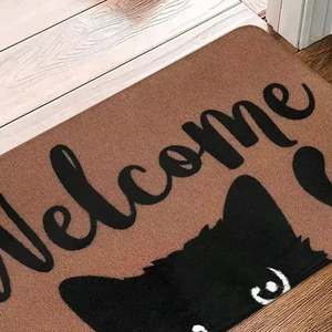 Detalhe de textura e acabamento do Capacho de Gato Preto Antiderrapante
