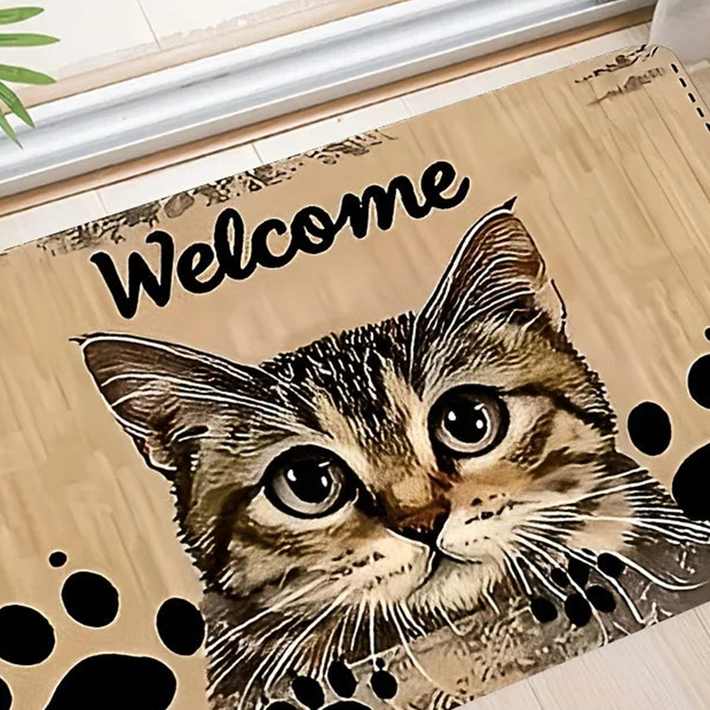 Detalhe de textura e acabamento do Capacho de Gato Decorativo para Entrada