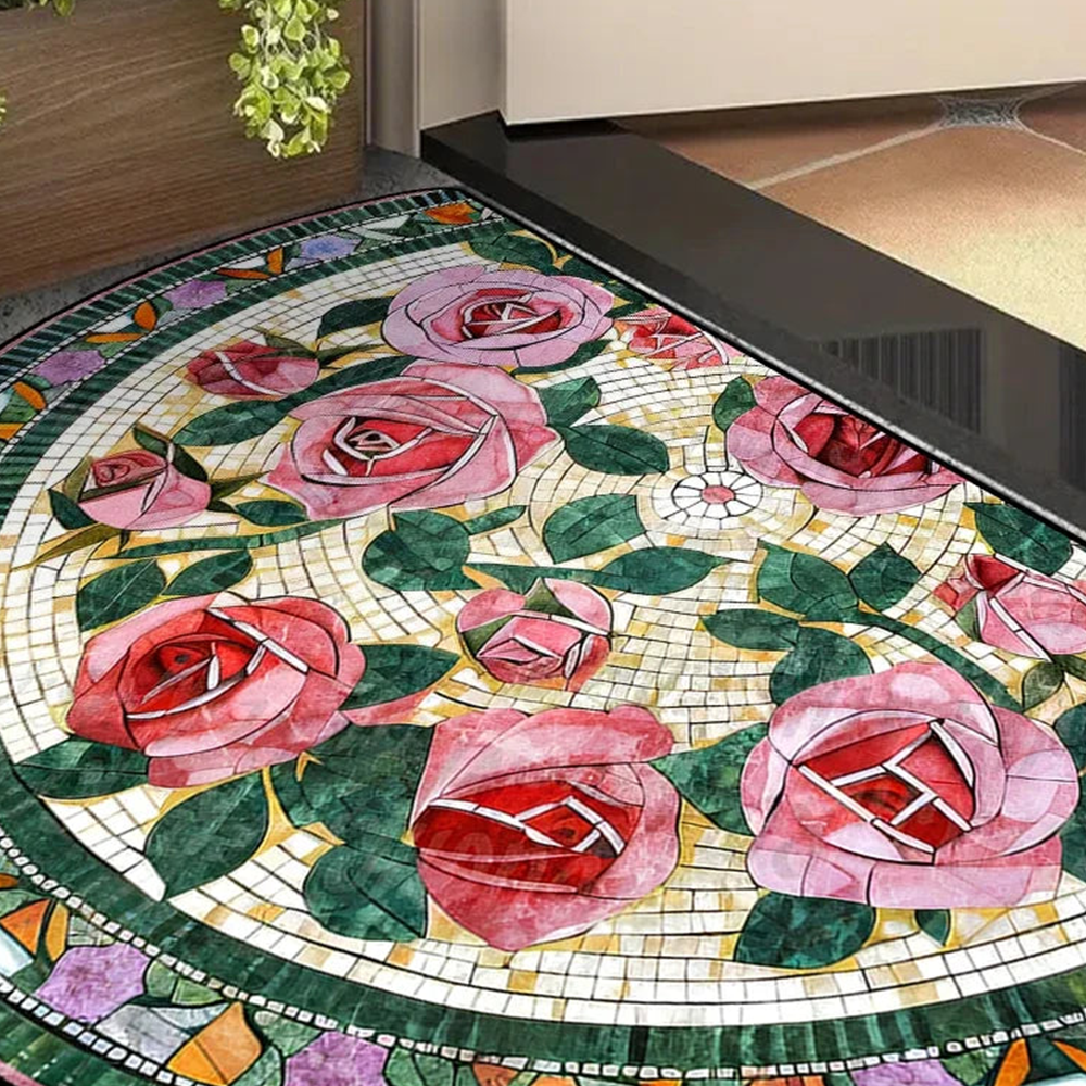 Detalhe de textura e acabamento do Capacho Floral para Entrada e Jardim