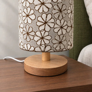 Luminária de Mesa Floral com Base de Madeira – Viorenna