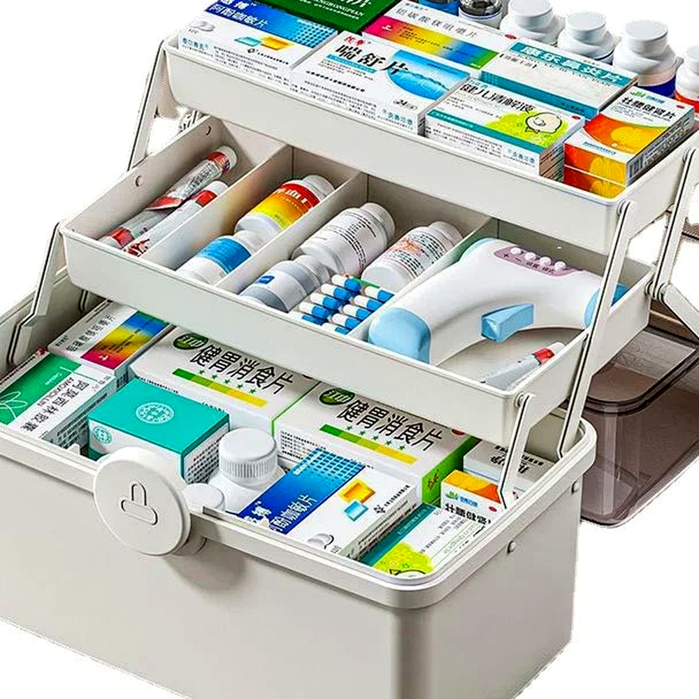 Detalhe de borda e acabamento do Caixa Organizadora Familiar para Medicamentos