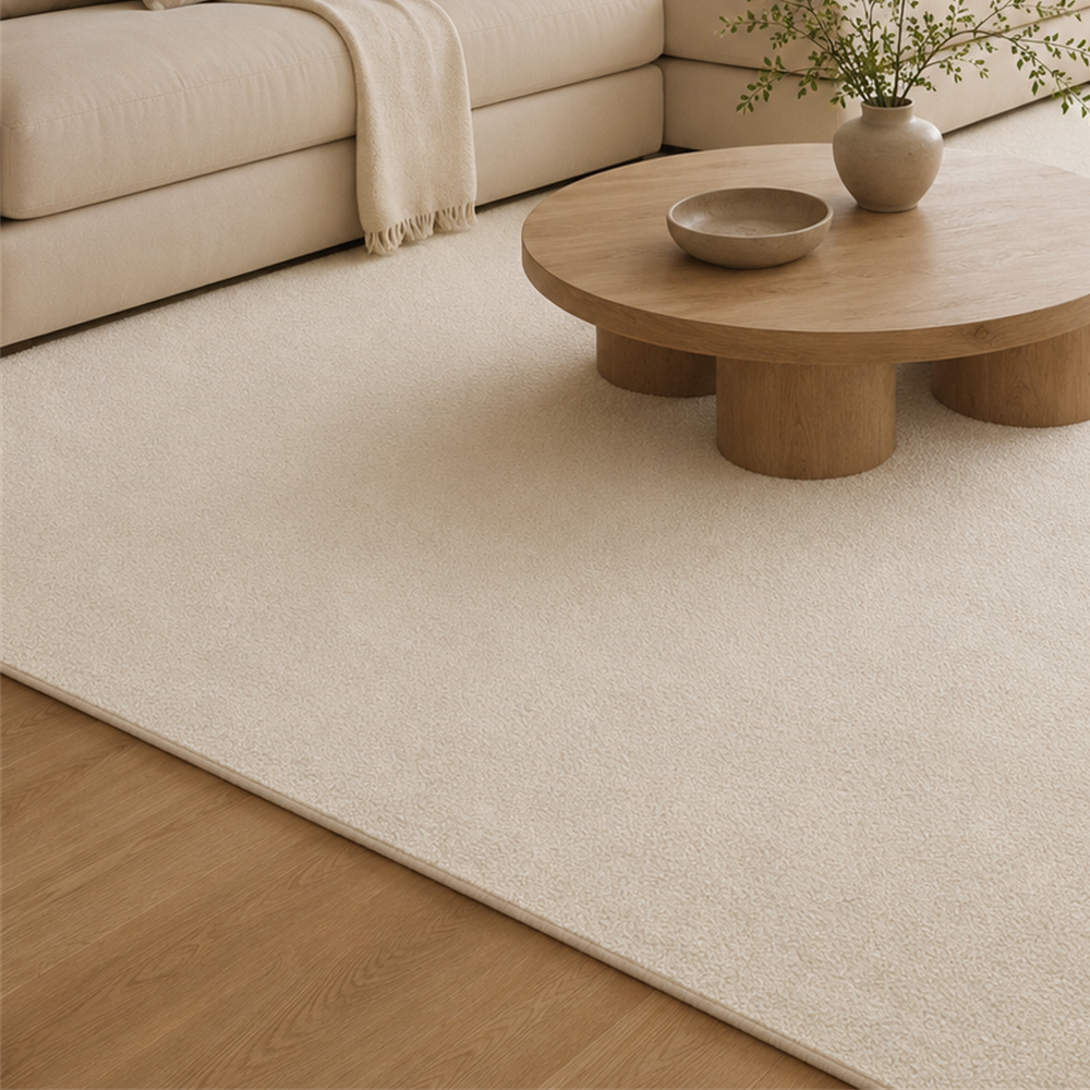 Detalhe de borda e acabamento do Tapete Minimalista para Sala Grande Antiderrapante