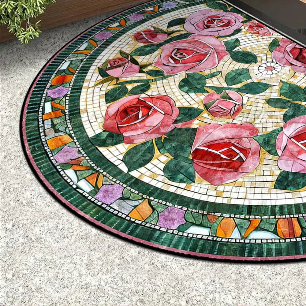 Detalhe de borda e acabamento do Capacho Floral para Entrada e Jardim