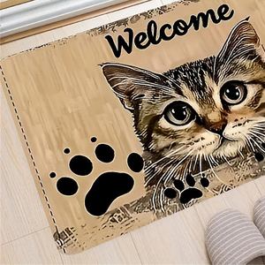 Detalhe de borda e acabamento do Capacho de Gato Decorativo para Entrada