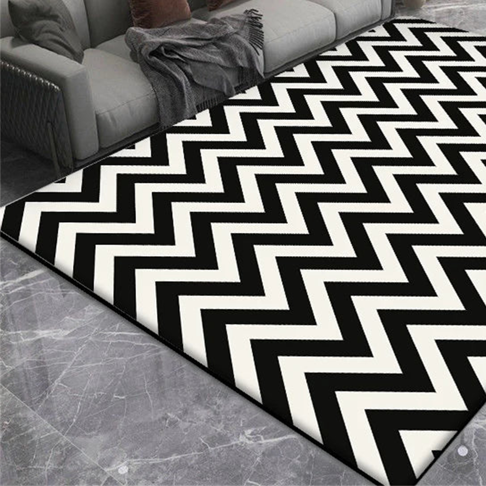 Detalhe de borda e acabamento do Tapete Minimalista para Sala Grande para Sofá e Mesa de Centro
