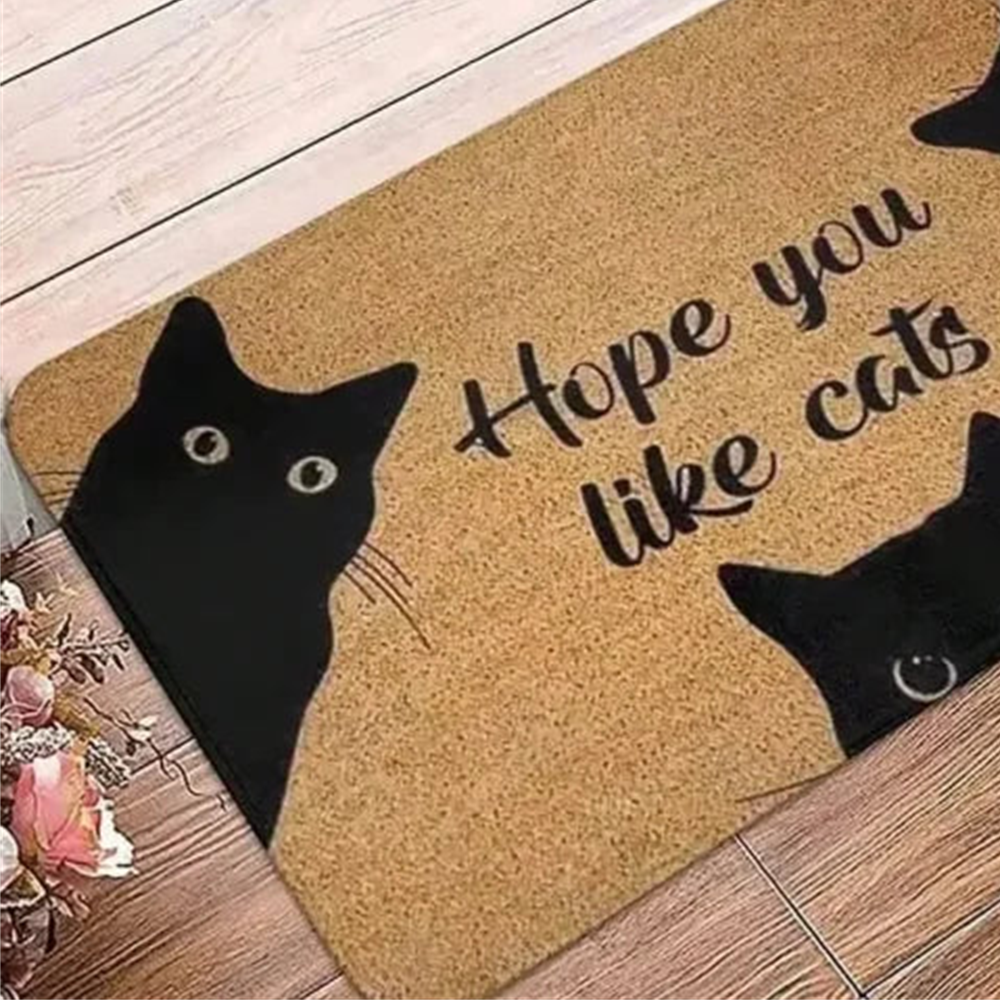 Detalhe de borda e acabamento do Capacho de Gato Preto Antiderrapante
