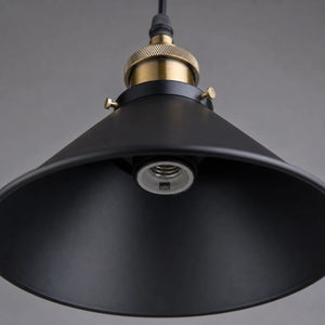 Detalhe do soquete E27 da luminária pendente preta
