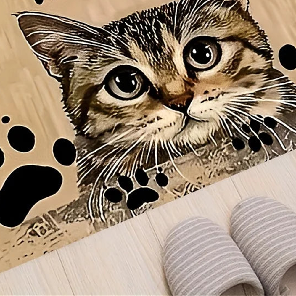 Detalhe visual do Capacho de Gato Decorativo para Entrada