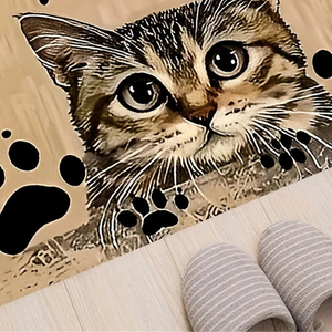 Detalhe visual do Capacho de Gato Decorativo para Entrada