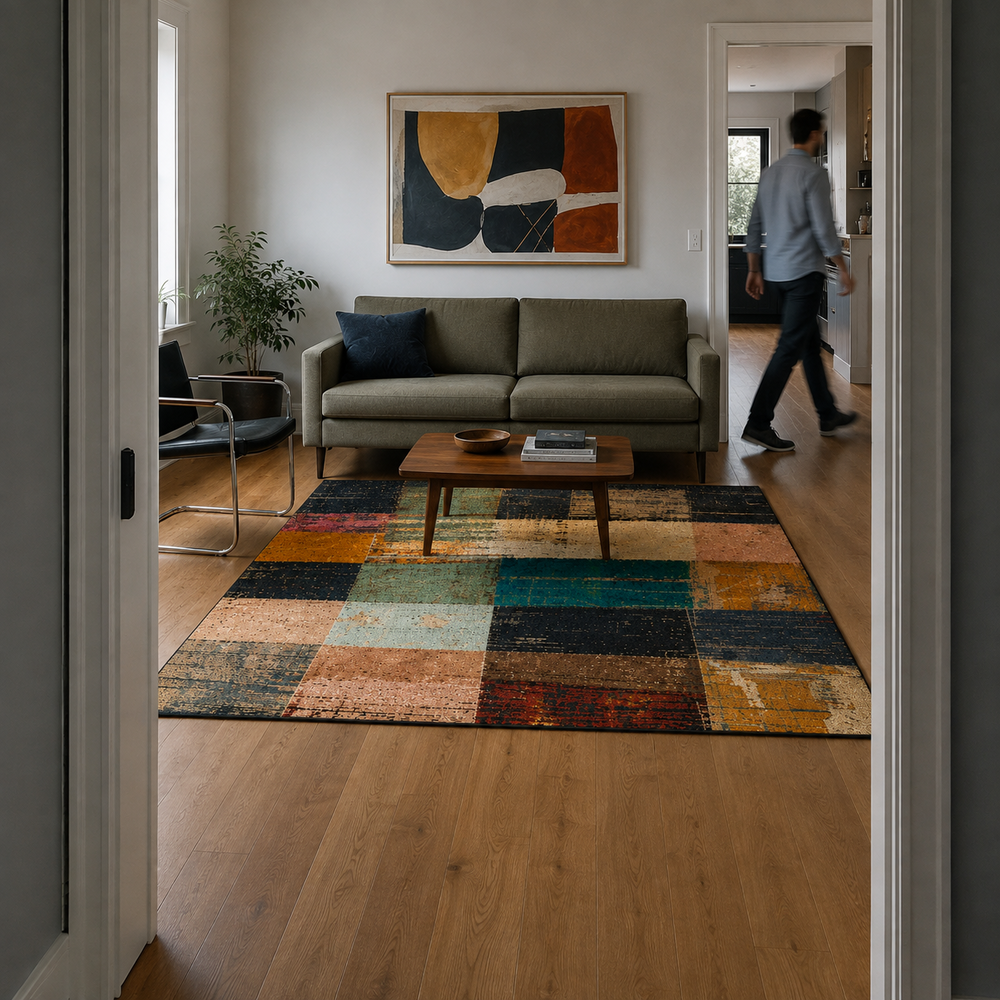 Tapete Geométrico para Sala Grande para Sofá e Mesa de Centro – Viorenna