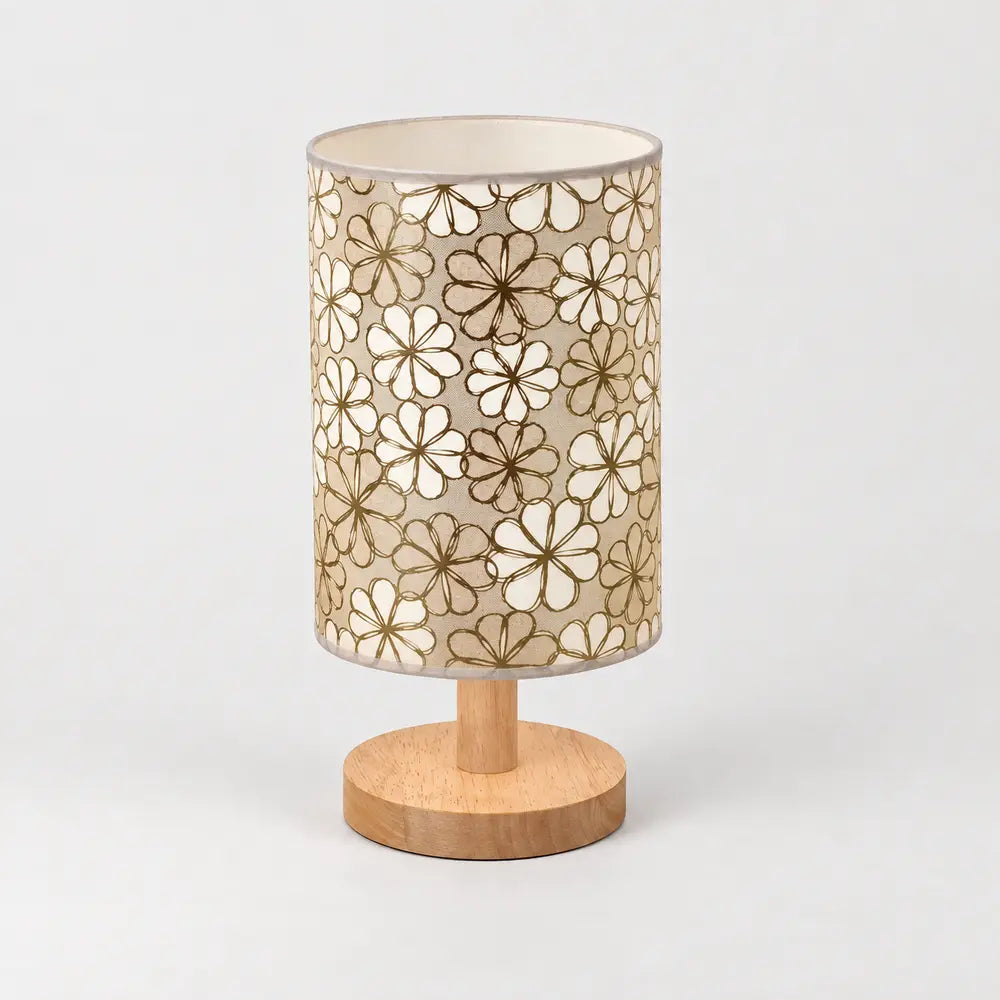 Luminária de Mesa Floral com Base de Madeira – Viorenna