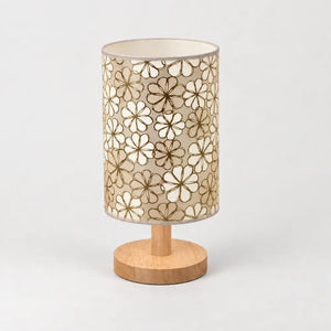 Luminária de Mesa Floral com Base de Madeira – Viorenna