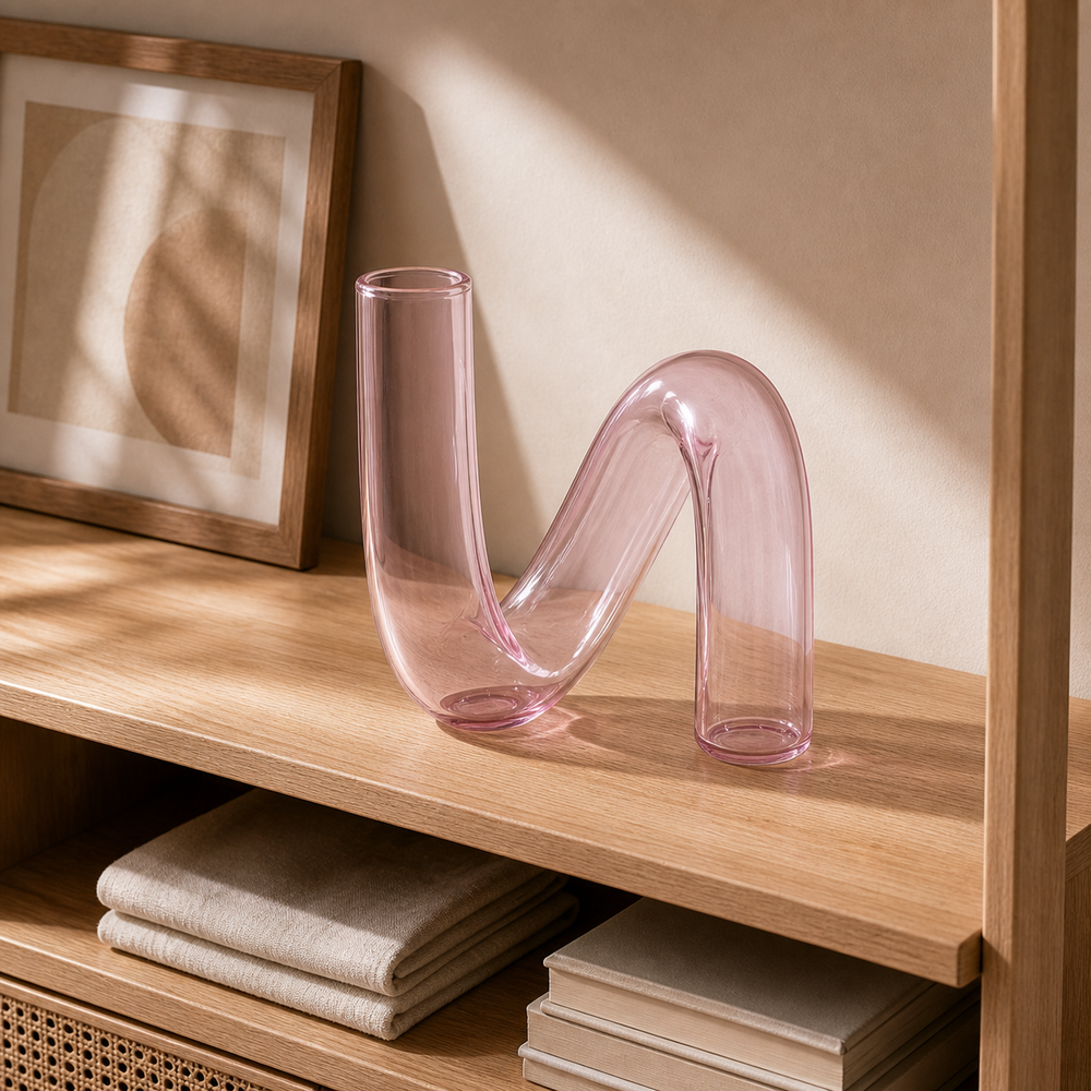 Vaso irregular rosa em variacao decorativa premium