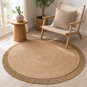 Variante real do Tapete de Juta para Sala com Trama Natural Antiderrapante